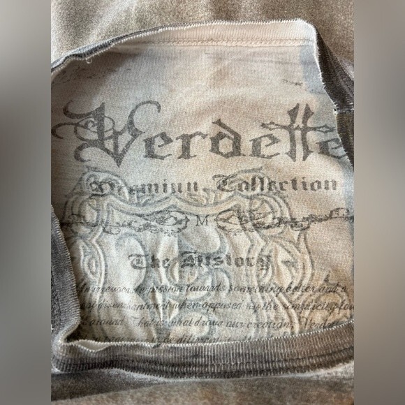 Verdette Premium Collection Cotton T Shirt with Yarn Denim Features Size Medium - Picture 9 of 14